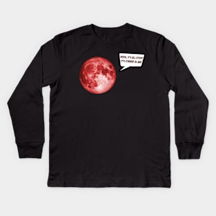 Classic Izzard: Ooh, it's all sticky; it's covered in jam (moon photo with red tint) Kids Long Sleeve T-Shirt